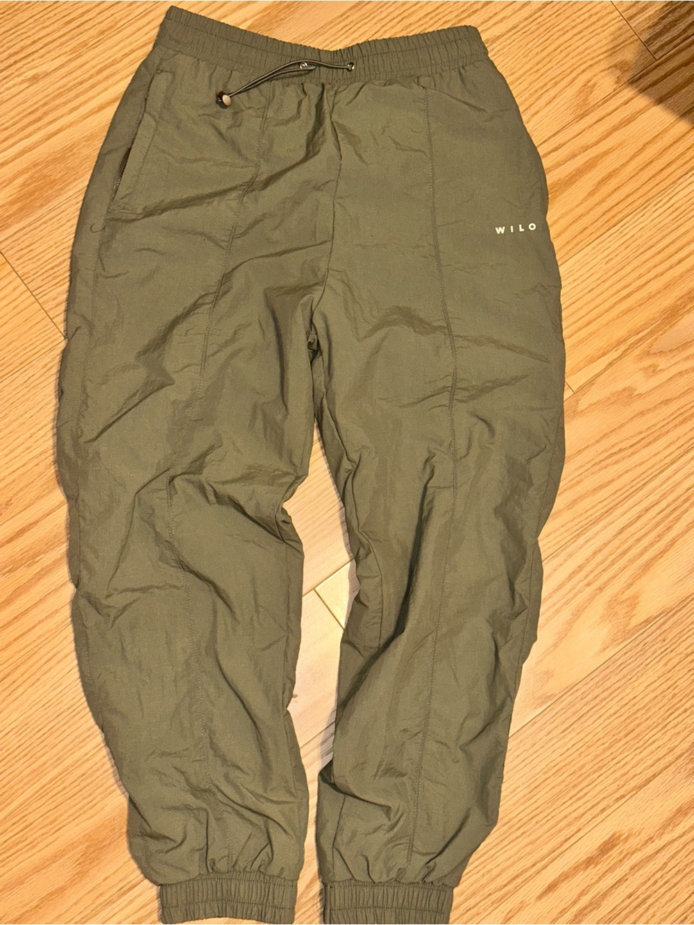 Wilo The Label Sage Green Parachute Jogger Pants Nylon Track Trouser